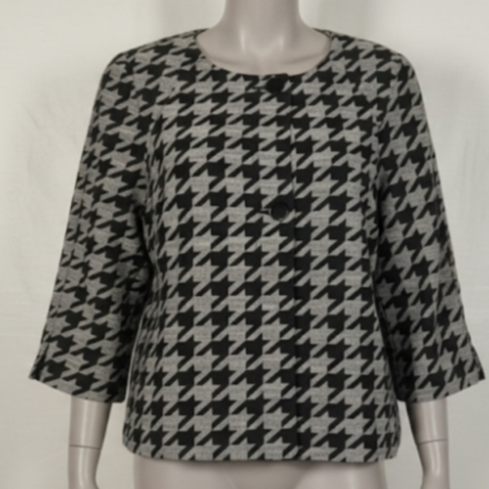 Sag Harbor Black and Gray Houndstooth Jacket/Blazer, 16, NWT✔️